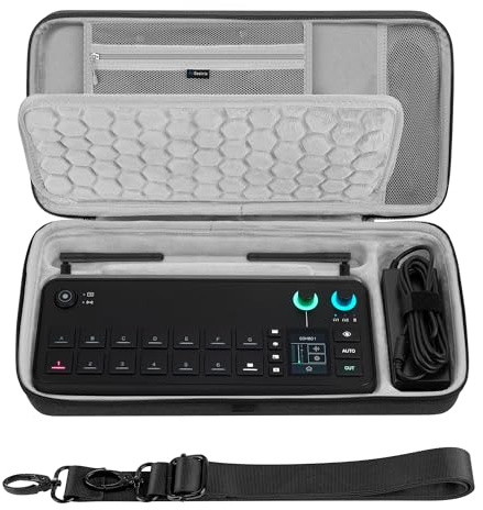 Geekria Audio-Interface Tragetasche, kompatibel mit RØDE RØDECaster Video, Hartschalen-Eva-Reiseetui (Dunkelgrau)