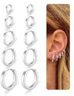 Nelytiya 5 Paar Ohrringe Silber 925 Kleine Creolen Silber 925 Für Damen Hypoallergen 18K Vergoldet Creolen Gold Ohrringe Set Für Mehrere Piercings 6/8/10/12/14mm