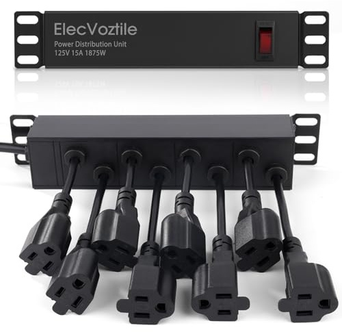 ElecVoztile 10 tum rack PDU, 8 bakre uttag, överspänningsskyddad