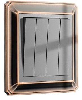 Lichtschalter Unterputz, Wechselschalter Retro Wandleuchte Druckknopfschalter 1-4 Gang 2 Weg Zinklegierung Rot Bronze Rahmen Panel Rocker(4-Gang 2 Way Switch)