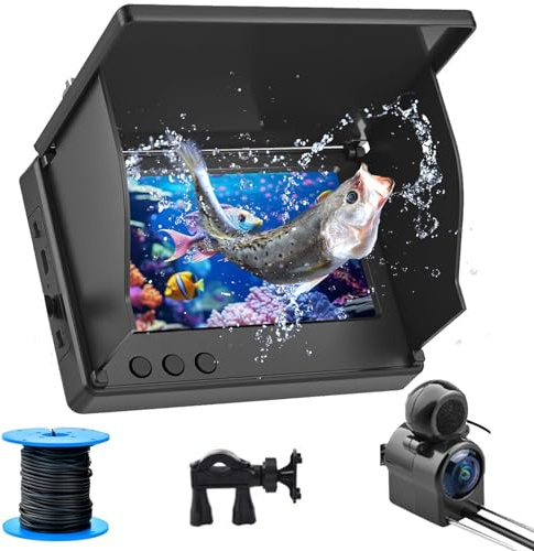 Underwater Fishing Camera,IP68 Waterproof Fish Finder Video Camera 4.3in IPS Screen,HD Fish Finder Equipment with 5000mAh Battery,190° View & 30M Cable for Ice,River & Boat Fishing