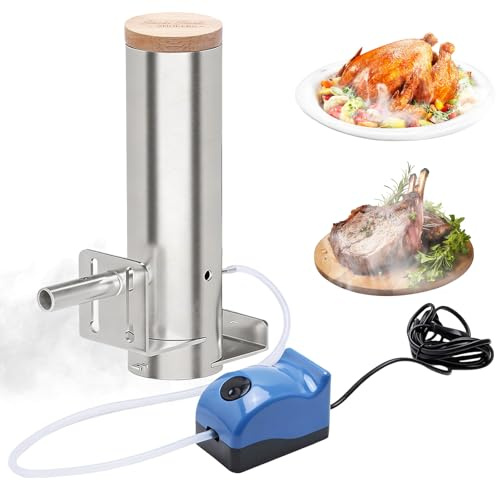 304 Edelstahl Kaltrauchgenerator, Rauchgenerator für Räucherofen Elektrisch mit Pumpe für Fleisch, Gemüse und Käse,Tragbarer Raucherzeuger für Garten Camping Balkon
