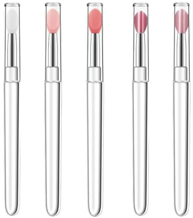 Set di 5 pennelli per labbra in silicone con coperchi, comprendente pennelli per labbra, esfolianti per labbra silicone e strumenti esfolianti.pennello blush polvere，lanolips，pennello labbra