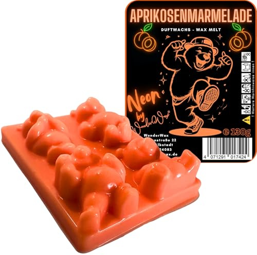 WonderWax Neon Duftriegel 6 x Duftwachs Bären Wachsmelt Duftwachs Raumduft für Duftlampen Soja Wachs Melts Duftmelt Aroma Wellnes Kerzen Wärmer Wax Tarts Würzige Aprikosenmarmelade