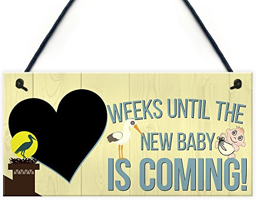 RED OCEAN Countdown Chalkboard Weeks Until Baby Hanging Sign Baby Shower Pregnancy Gift