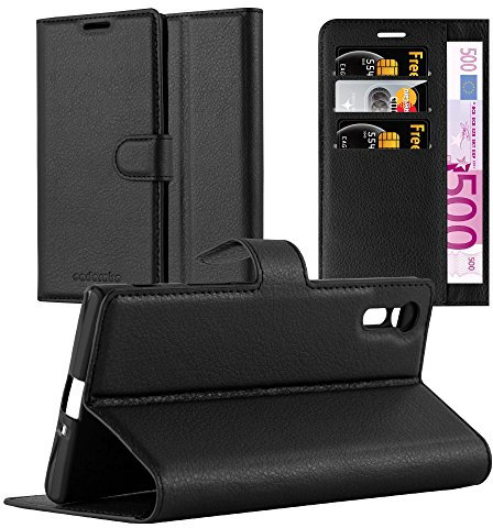 Cadorabo Hülle kompatibel mit Sony Xperia XZ/XZs Handyhülle aus Kunst Leder Flip Klappbare Magnetische [Standfunktion] [Kartenfächern] Cover Hülle für Sony Xperia XZ/XZs Tasche in Schwarz
