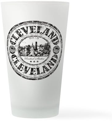 CafePress Cleveland Stamp Pint Glass, 16 oz. Drinking Glass