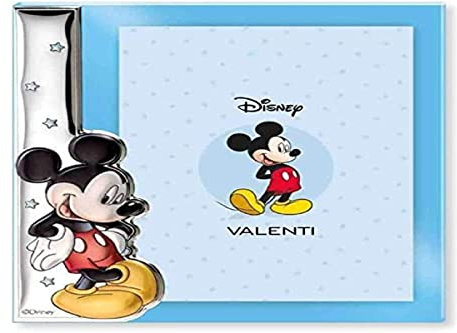 VALENTI & CO. Disney Baby – Mickey Mouse – Bilderrahmen aus Silber und 3D-Applikationen in Farbe für Tisch oder Nachttisch für das Kinderzimmer, perfekt als Geschenkidee zur Taufe oder zum Geburtstag