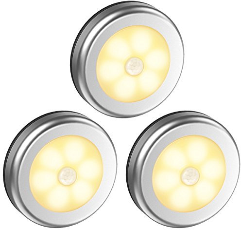 ORIA Bewegungsmelder Nachtlicht, 3 Stk Bewegungsmelder Auto LED Nachtlicht, Schrankleuchten Licht, Treppe Nachtlicht, Wandschrank Licht, Nachtlicht für Kabinett, Treppen, Küche - Warm Weiß