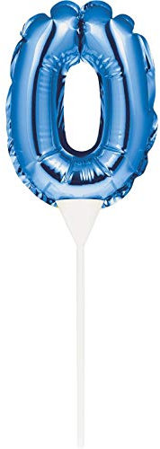 Creative Converting Folienballon, selbstaufblasend, 23 x 9 cm, Nummer 0, Blau, 8C337526