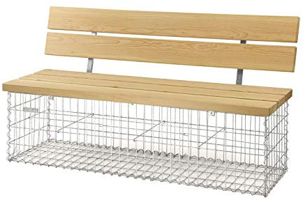 bellissa Calma 97156 Banc de jardin en gabion avec dossier et assise en bois de douglas 155 x 40 x 44/83 cm