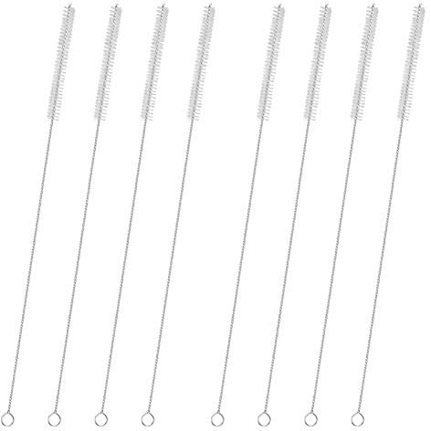 GFDesign Drinking Straw Cleaning Brushes Set 15 Extra Long 10mm Extra Wide Pipe Tube Cleaner Nylon Bristles Stainless Steel Handle - 15 x 3/8 (10mm) - Set of 8