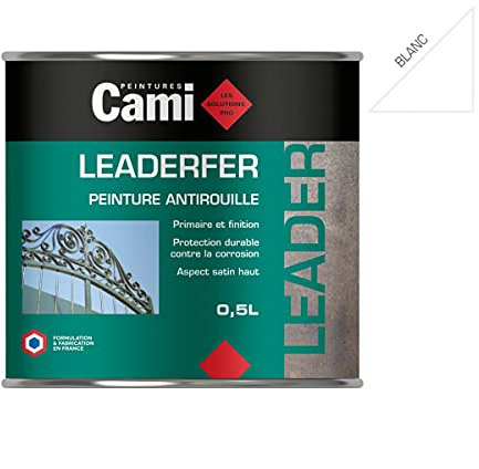 LEADERFER blanc 0,5L-Laque antirouille brillante pour toutes vos ferrures- CAMI