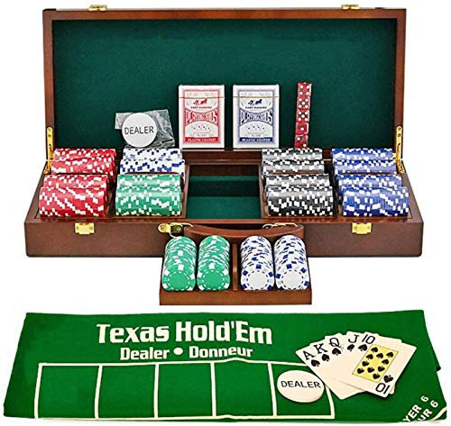 Abcoll Poker-Chip-Set, Casino-Poker-Chips Casino In Holzkasten, Chips X500pcs, Kartenspiele, Würfel, Poker-Set for Texas Holdem Blackjack Gambling (Farbe : 500pcs)
