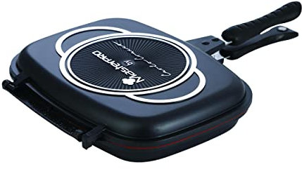 Masterpro by Carlo Cracco - Padella doppio grill effetto fornetto 30x24x7,2cm, corpi separabili in alluminio pressofuso con rivestimento antiaderente effetto pietra, chiusura ermetica