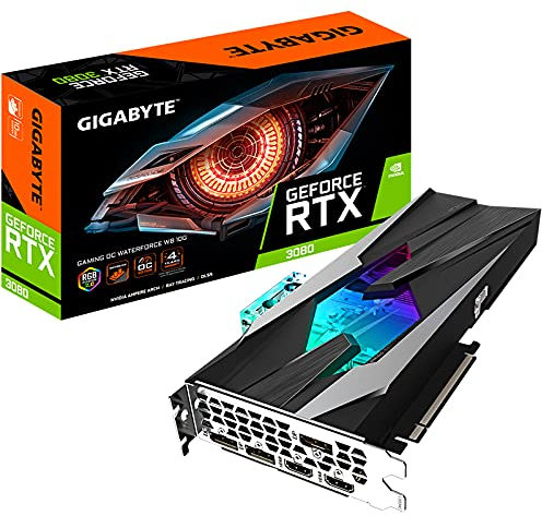 GIGABYTE GeForce RTX 3080 Gaming OC Waterforce WB 10G Carte graphique Waterforce Water Block Cooling System 10GB 320-bit GDDR6X, GV-N3080GAMINGOC WB-10GD