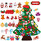 Fai da te Falt Feltro Decorazione per albero di Natale, 3,3 piedi Albero di Natale per bambini con 28 pezzi di polvere d'oro staccabile Ornamenti di Natale Decorazione da parete Albero di Natale
