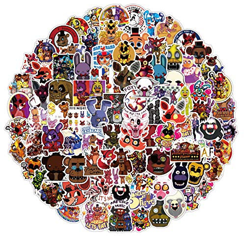 FNAF Game Stickers (100 PCS) - Waterproof Vinyl for Laptop, Water Bottle, Dairy, Scrapbook, Skateboard - Gift for Children, Teens, Adults, Girls, Boys