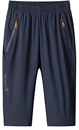 Pantaloni da uomo a 3/4 Casual Sportivi Estivi Con cerniera larga Per palestra Corsa Allenamento