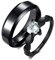 Gualiy Ring Für Männer Frauen Edelstahl, Paarringe Personalisieren 6MM Schwarzer Ring, Ring mit Zirkonia Herz Ringe Paare Damen 54 (17.2) & Herren 52 (16.6)