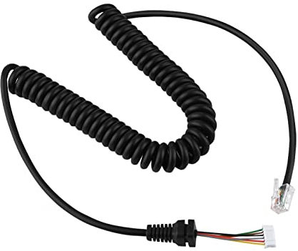 Hand Microphone Cable, Black Six-Pin Car Radio Replacement Line Hand Microphone Line for MH-48A6J
