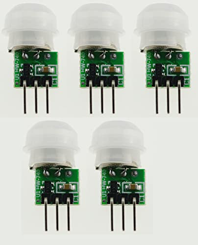 FamilyMall Paquete de 5 sensores de movimiento IR PIR para AM312 DC 2.7V a 12V Sensor humano Módulos detectores infrarrojos piroeléctricos para Arduino