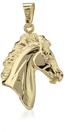 NKlaus Kettenanhänger Pferdekopf 8 Karat Gelb Gold 333 glänzendes 16,8mm Pferd Amulett 6500