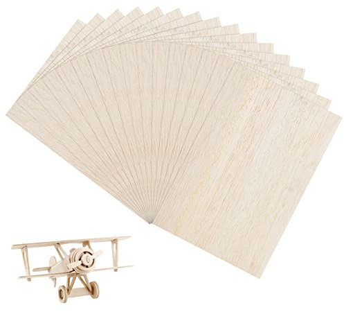 MIVIDE 16pcs Planche de Bois Balsa, 300x200x3mm Panneau Bois Contreplaqué, Feuilles de Bois 3mm pour Bricolage, Travaux Manuels, Peinture, Décoration Intérieure