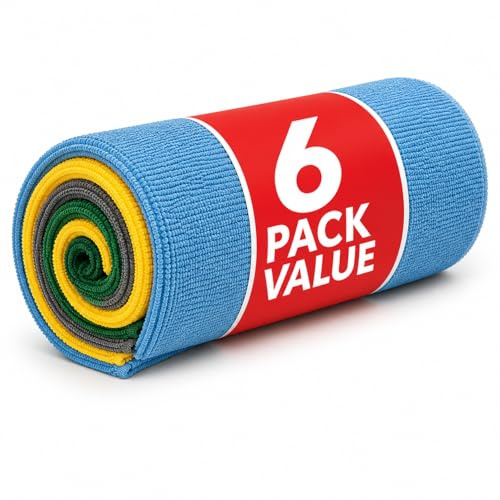 Simply CLE020 Roll of 6 Microfiber Cloths