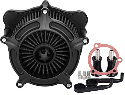 XMMT Nero opaco Alluminio CNC Filtro di aspirazione del filtro dell'aria Spike per Harley Dyna Super Glide Street Bob Fat Bob 1993-2016, Touring 1993-2007