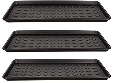 BigDean 3er Set Schuhabtropfschale Schuhablage groß - Abtropfschale für Schuhe - 71,5 x 34,5 x 3 cm - Schuhmatte mit erhöhtem Rand - Schuh-Abtropfschale für Regen, Herbst & Winter - Made in EU