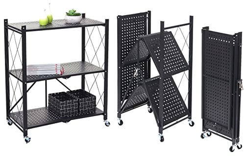 Mendler Regal HWC-J85, Standregal Wohnregal, faltbar/klappbar Stahl - schwarz, 3 Ebenen