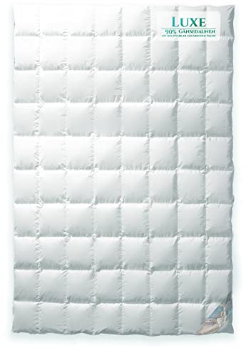 Aura® Luxus Ganzjahres Daunendecke 135 x 200 cm | Luxe 90% Gänsendaunen, ungarische Klasse I | Oeko-TEX Standard 100 allergikergeeignet | Sommerdecke