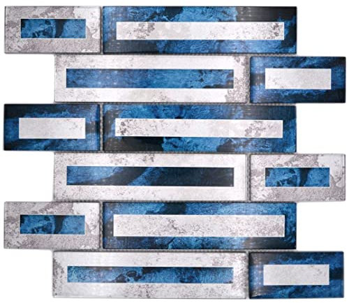 Glasmosaik Mosaikfliese 2D-Optik schwarz blau grau schattiert Wand Fliesenspiegel Küche Dusche