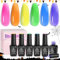 Beetles Gel Polish 6 Colors Jelly Gel Nail Polish Set Neon Nail Gel Kit Pink Blue Green Soak Off UV Led Light Summer Translucent Orange Purple Gel Nail Art DIY Manicure