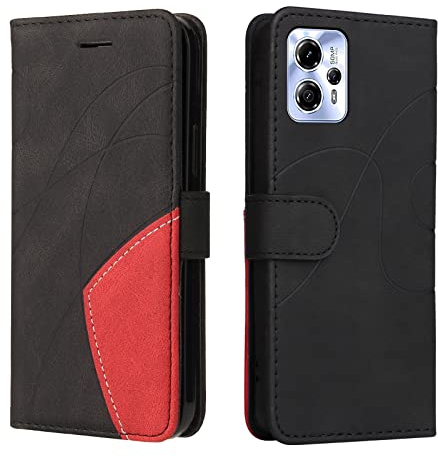 Fatcatparadise Kompatibel mit Motorola Moto G13 / G23 / G53 5G Hülle, Leder PU Brieftasche Handyhülle Flip Case Silikon Bumper Klapphülle. Lederhülle mit Kartenfächern und Standfunktion (Schwarz)