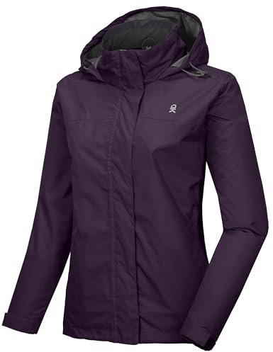 Little Donkey Andy Veste de pluie imperméable pour femme - Veste de pluie légère et respirante pour l'extérieur - Coupe-vent pour la randonnée, les voyages, violet, L