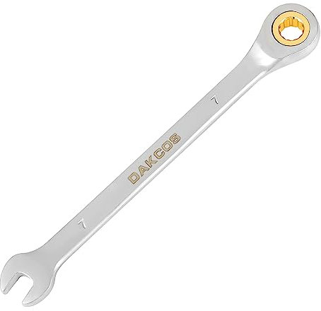 DAKCOS Llave combinada de trinquete Llave fija con carraca de 7mm, Cr-V 72 deintes
