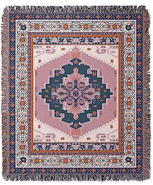 LumiSyne Baumwolle Gewebt Decke Überwurf Mit Quast Bohemian Ethno Stil Azteken Navajo Überwurfdecke Kuscheldecke Dekorative Decke Für Bett Couch Sessel Camping Wandteppich Tischdecke Teppich 160x130cm