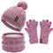 ZASFOU Kinder Mütze Loop Schal Touchscreen Handschuhe Set 3-6-12 Jahre Thermo Wintermütze Schlauchschal Fäustlinge Kleinkinder Strick Pom Mützen Geschenk für Mädchen Jungen