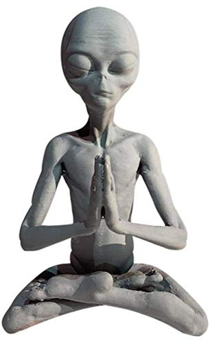 HEEPDD Meditierende Weltraum-Alien-Statue, Skulptur, Einzigartiges Retro-Farbharz, für Drinnen und Draußen, Zuhause, Büro, Garten, Rasen, Dekoration, beständig
