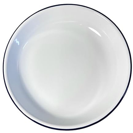 Thorness 22CM White Enamel Dinner Plate | Pasta and Rice Plate | Enamel Plate | Single Plate