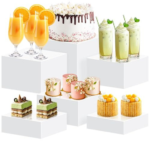koretech 6 x Buffet-Erhöhungen, Lebensmittelerhöhungen für Buffet-Tisch, Acryl-Würfel-Ständer mit hohlem Boden, Lebensmittel-Präsentationsständer für Party-Schmuck, Dessert-Figuren (Größe 14 cm, 15,2