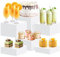 KORETECH 6 Stück Buffet-Erhöhungen, Lebensmittelerhöhungen für Buffet, Acryl-Boxen für Vitrinen, quadratischer Würfelsockel, weiß, 6 Stück