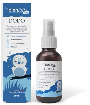 SPRAY DODO KIDS | Action rapide | Dès 3 ans | Contribue à Améliorer la qualité du sommeil | Gout Fruits Rouges | Passiflore, Coquelicot, Vitamine B | Sans sucre ajouté & sans alcool | 35 jours