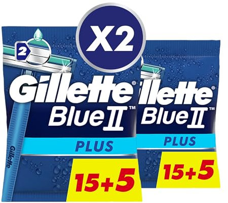 Gillette Blue Ii Plus Rasoirs Jetables Homme, Le paquet de 20 rasoirs (Lot de 2)