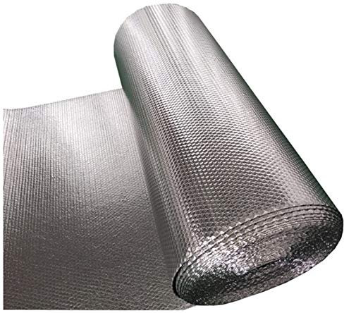 Double Aluminium Bubble Insulation Foil Self-adhesive Insulation Heat Reflective Radiator Insulation Foil Saves Energy & Money Loft, Attic, Garage, Shed, Hutch, Kennel, Campervan, Greenhouse(1mx2m)