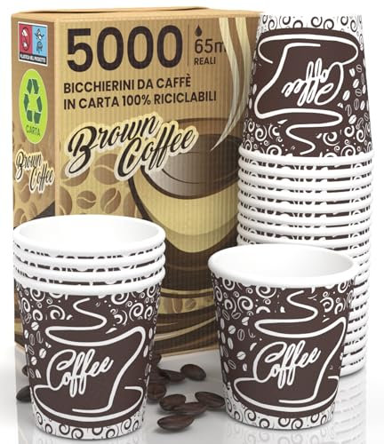 5000 Bicchierini in Carta per caffè 65ml Bicchieri Ecologici Biodegradabili Monouso Piccoli Asporto Bevande Calde
