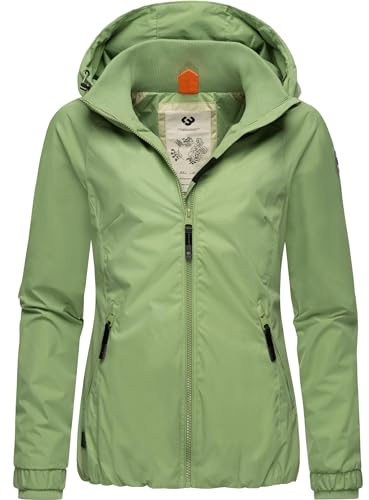Ragwear Damen wasserdichte Übergangsjacke leichte Jacke kurz mit Kapuze Dizzie Intl Light Green24 Gr. S