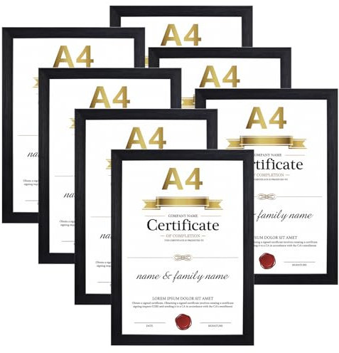 Giftgarden Black A4 Picture Frame A4 Photo Frames for Desk or Wall Display of Documents, Certificates, Posters, and Art, Pack of 7
